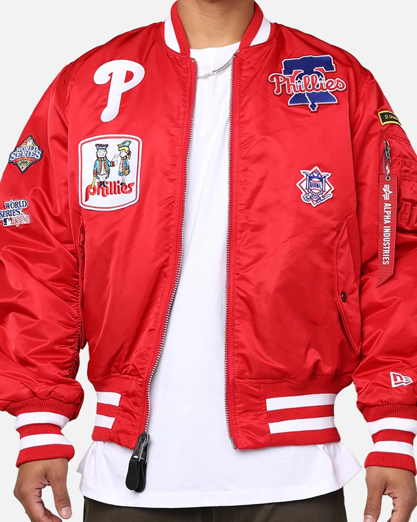 New Era X Alpha Series X MLB Philadelphia Phillies MA-1 Bomber Jacket Red