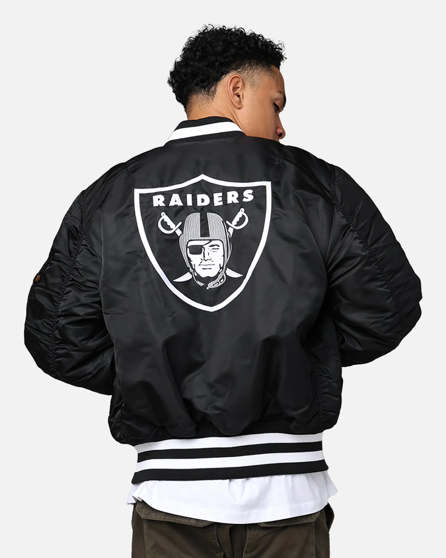 New Era X Alpha Series X NFL Las Vegas Raiders MA-1 Bomber Jacket Black