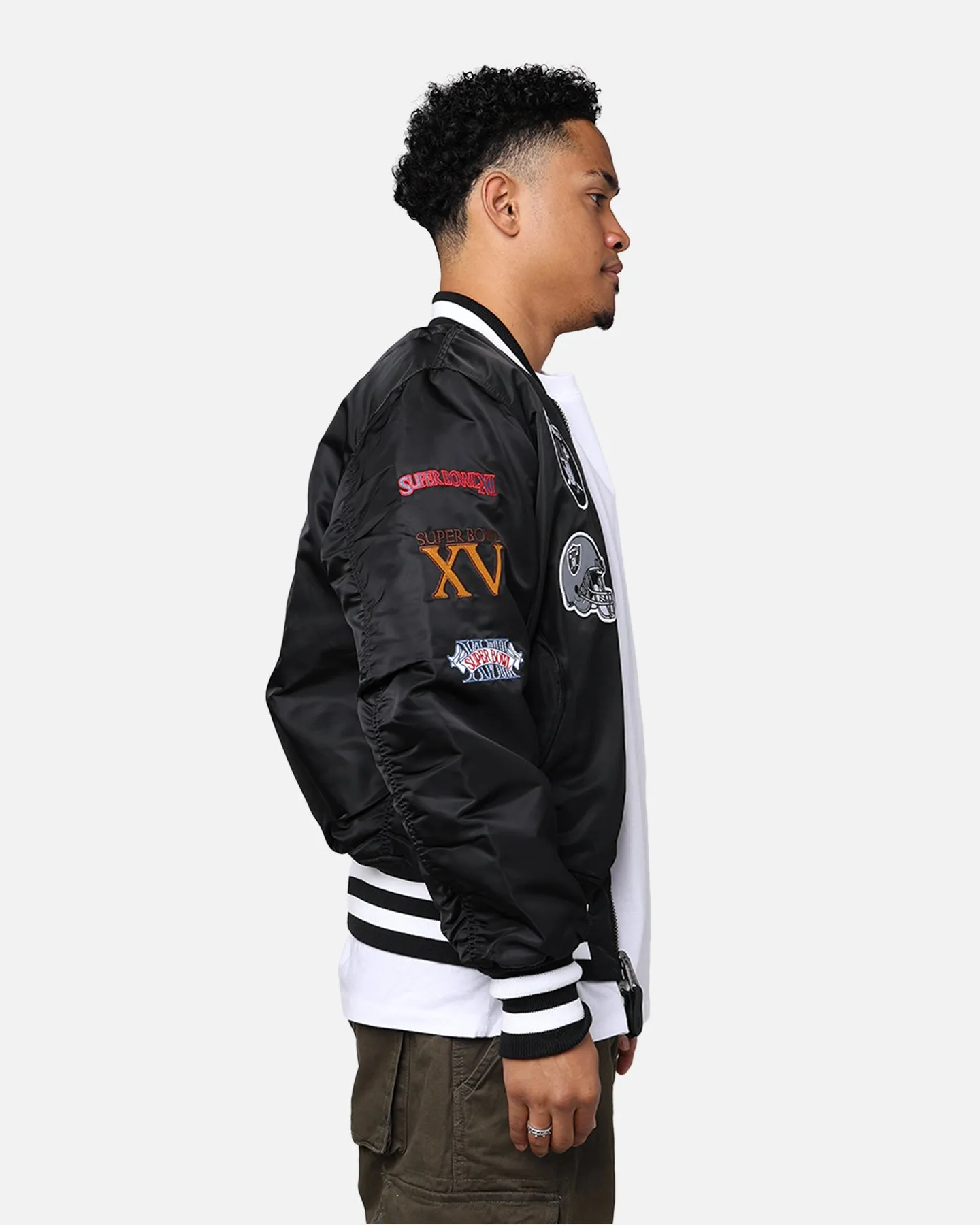 New Era X Alpha Series X NFL Las Vegas Raiders MA-1 Bomber Jacket Black