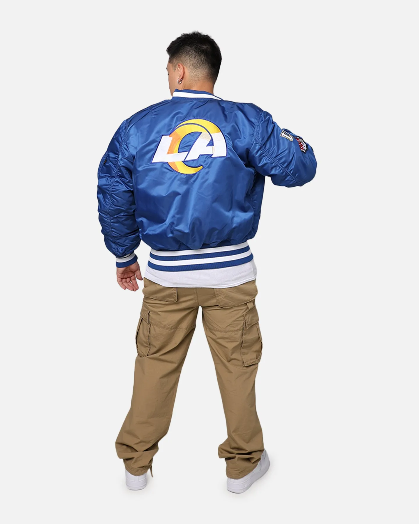 New Era X Alpha Series X NFL Los Angeles Rams MA-1 Bomber Jacket Royal/Black