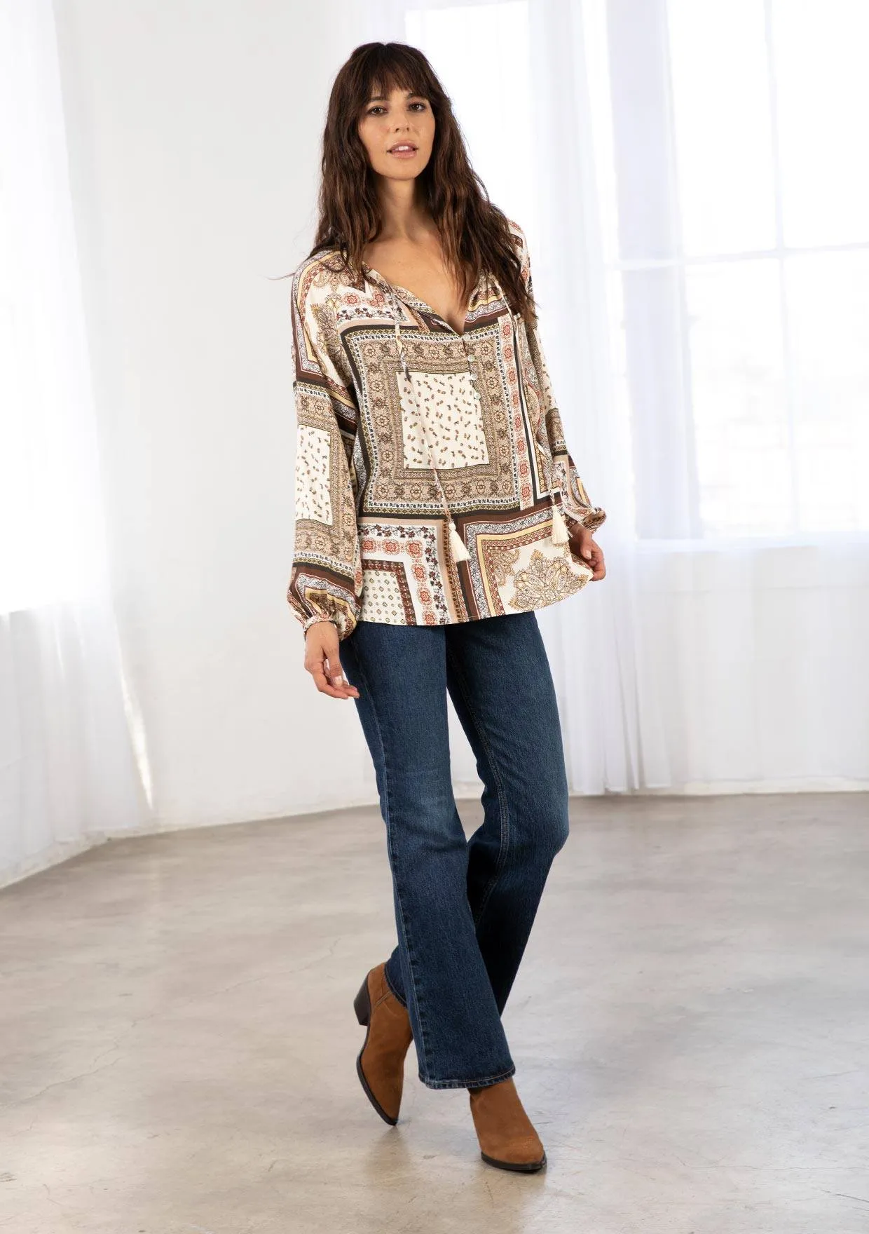 Nomad Patchwork Peasant Top