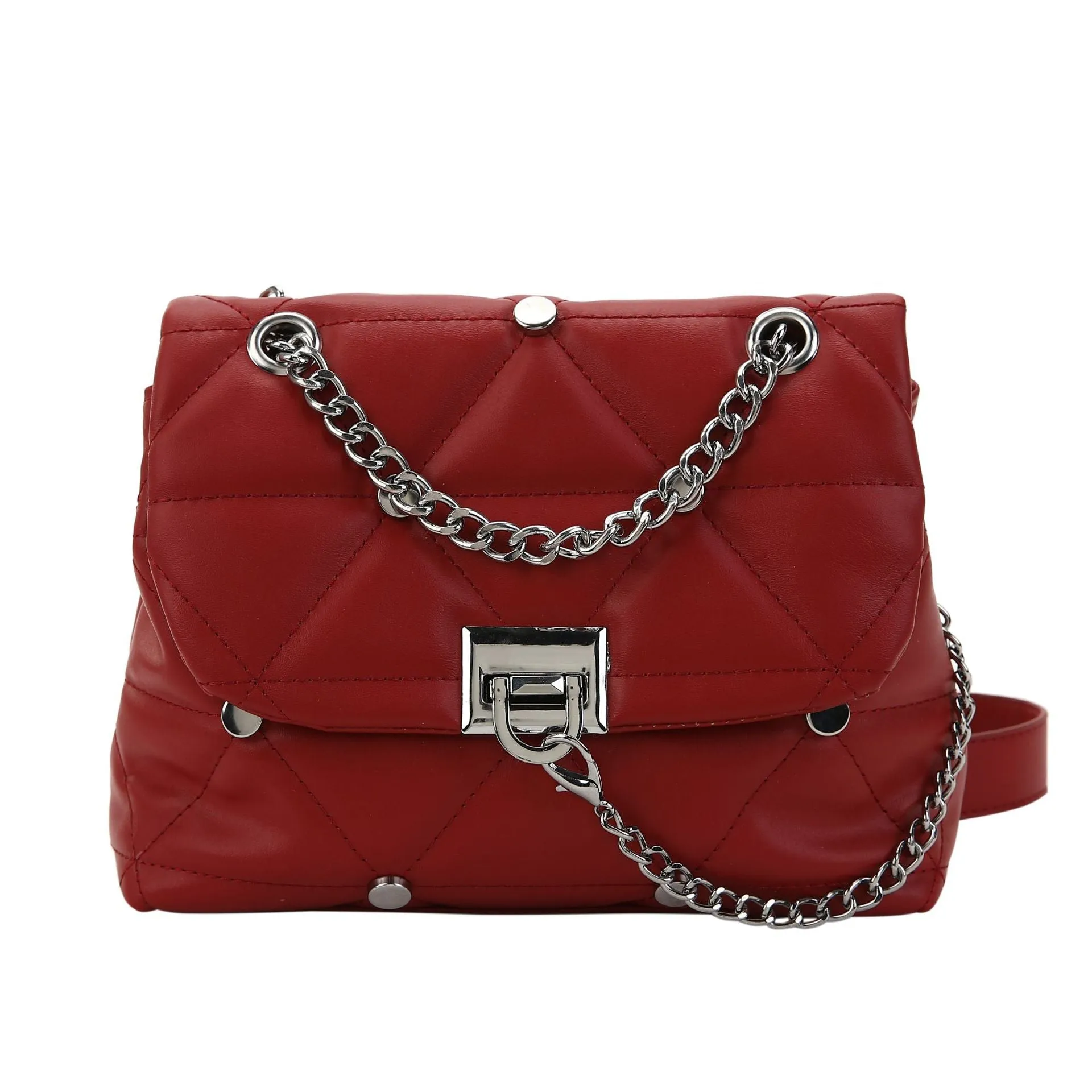 Paziye Stud Quilted Chain Link Crossbody bag