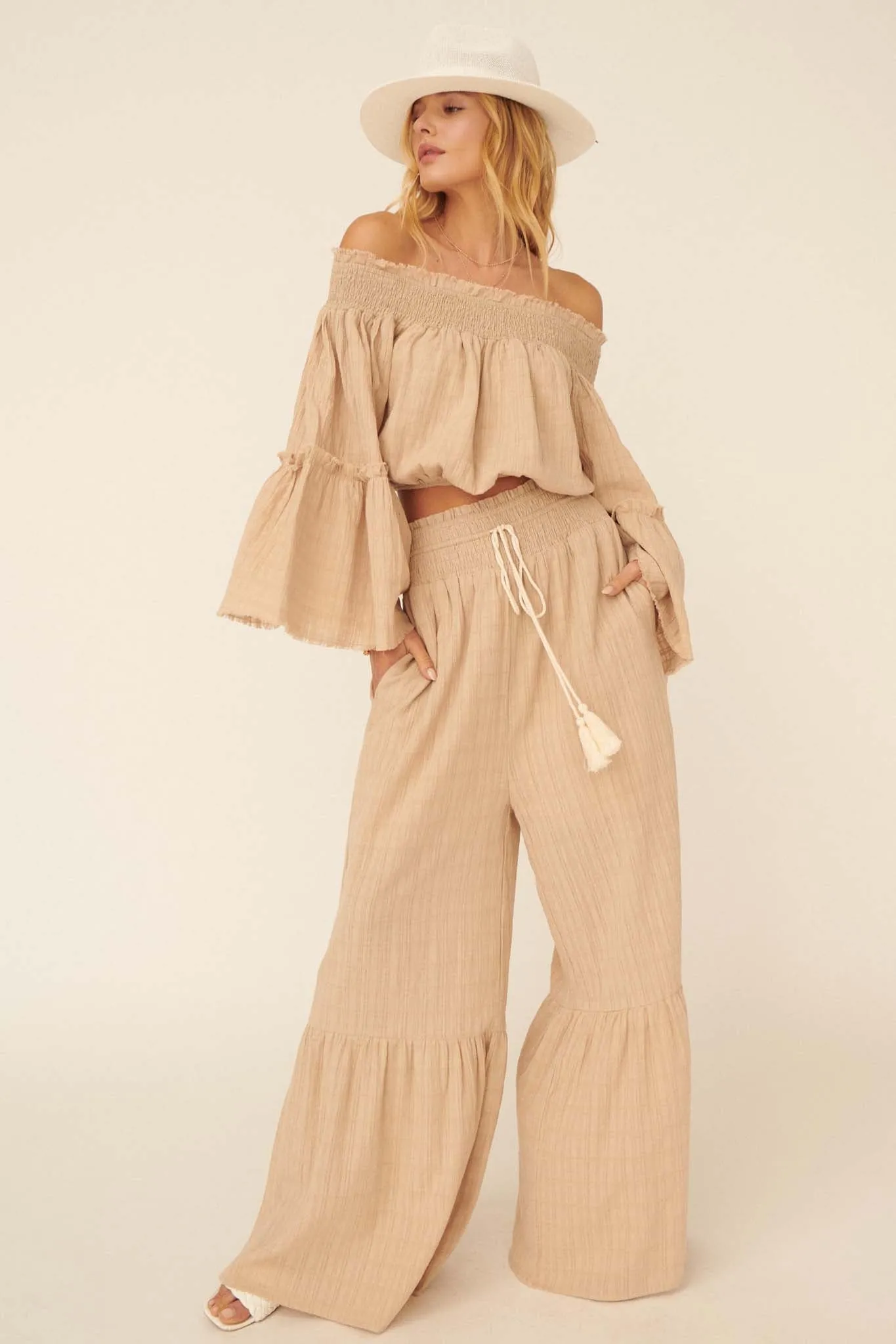 Place in Time Ruffled Off-Shoulder Crop Top