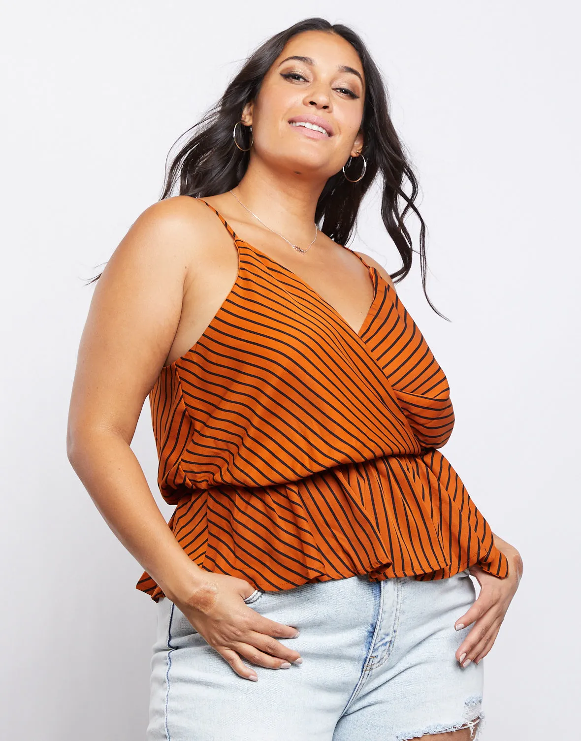 Plus Size Surplice Peplum Top