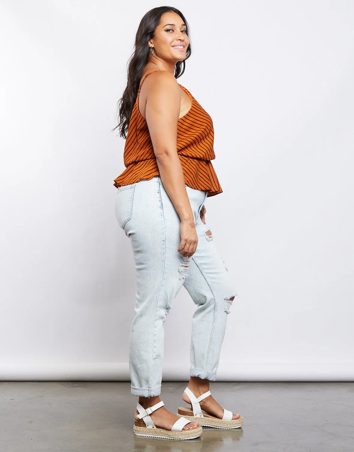 Plus Size Surplice Peplum Top