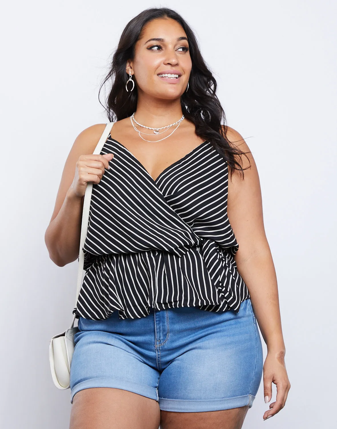 Plus Size Surplice Peplum Top