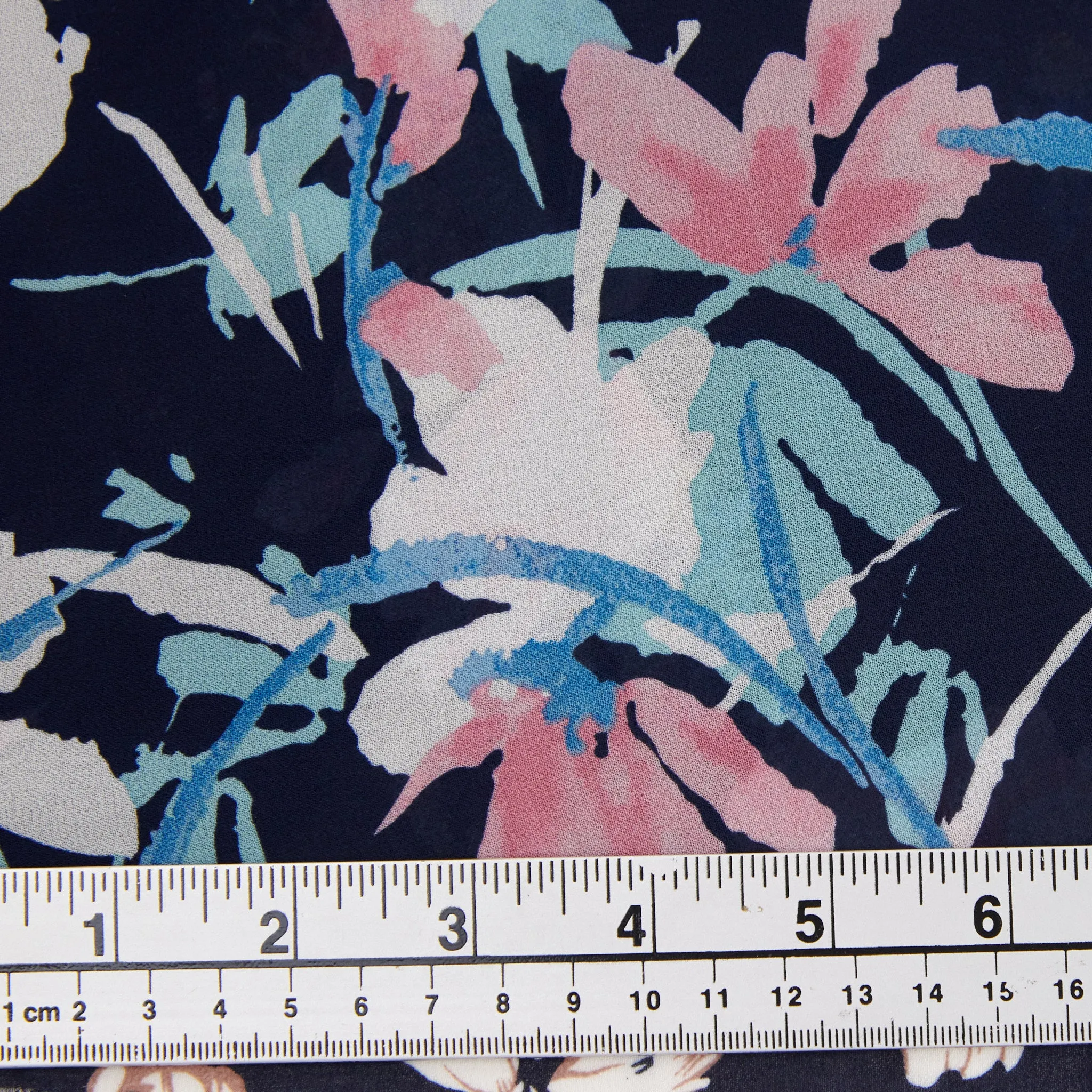 Printed Polyester Chiffon Fabric, White Pink Floral- Width 150cm