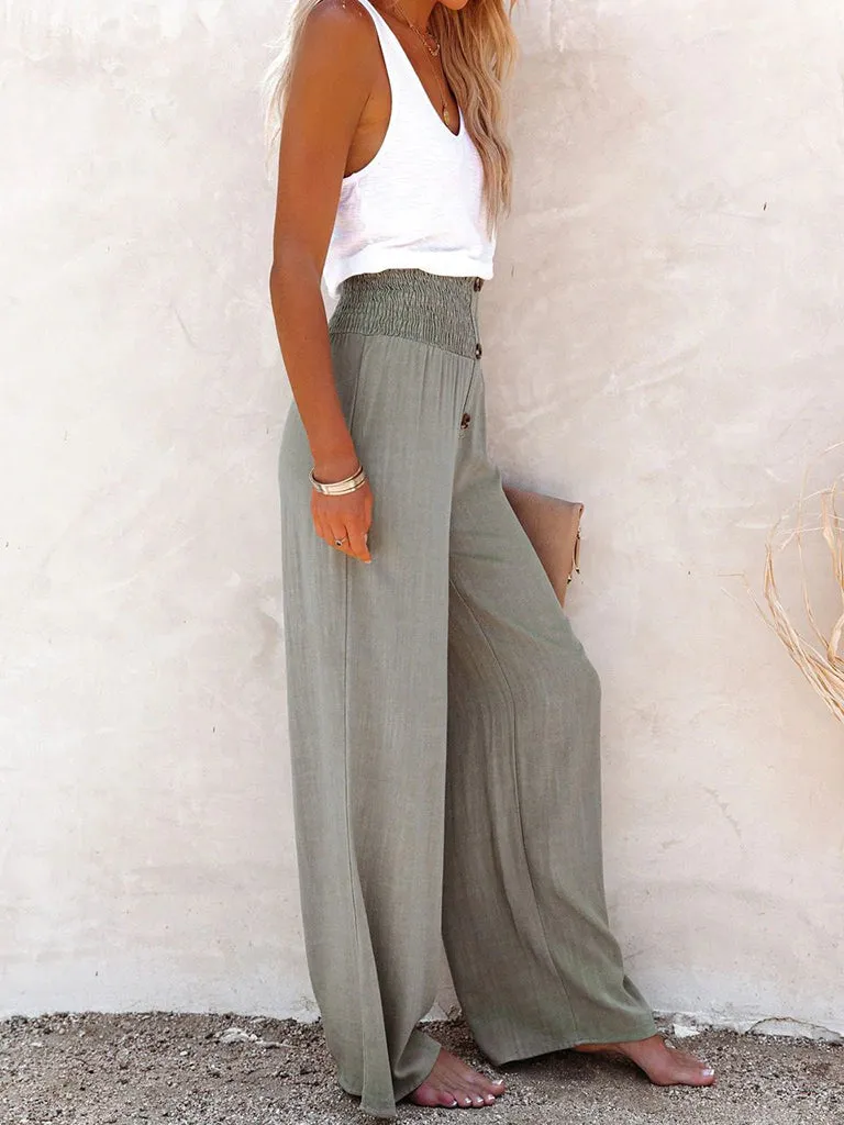 Pure Cotton and Linen Loose Wide-Leg Women's Trousers