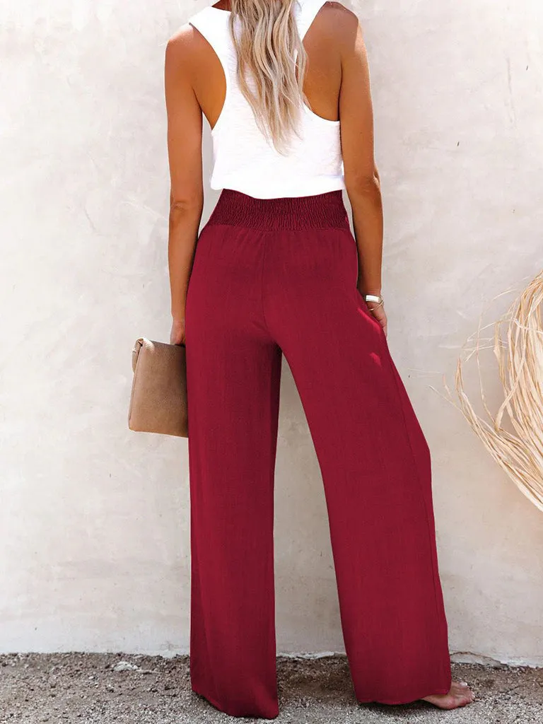 Pure Cotton and Linen Loose Wide-Leg Women's Trousers