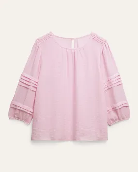 Rhiannon Pleated Sleeve Peasant Blouse | Pink