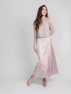 SATIN WRAP SKIRT-PINK