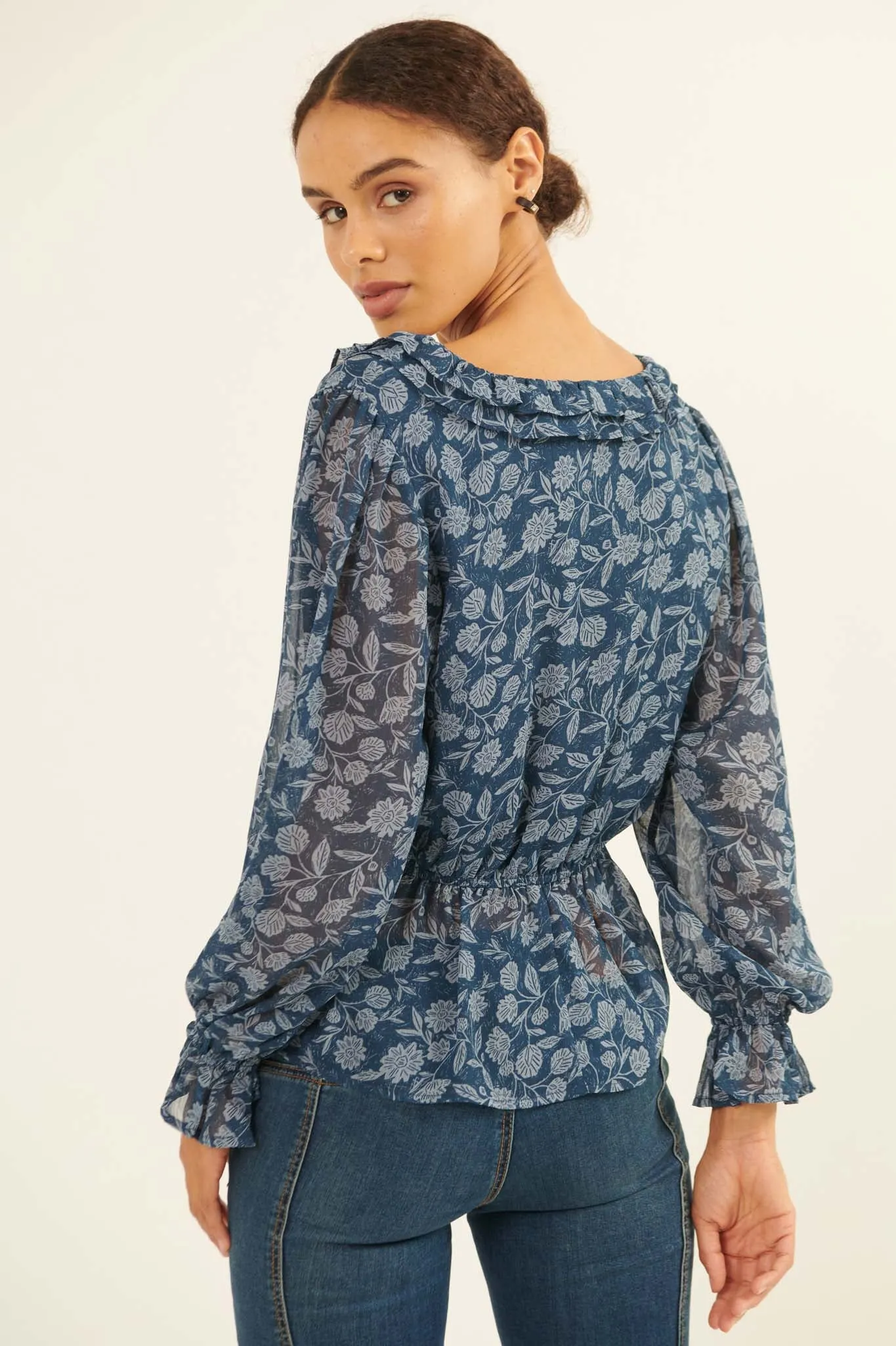 Seasons Change Floral Chiffon Peasant Top