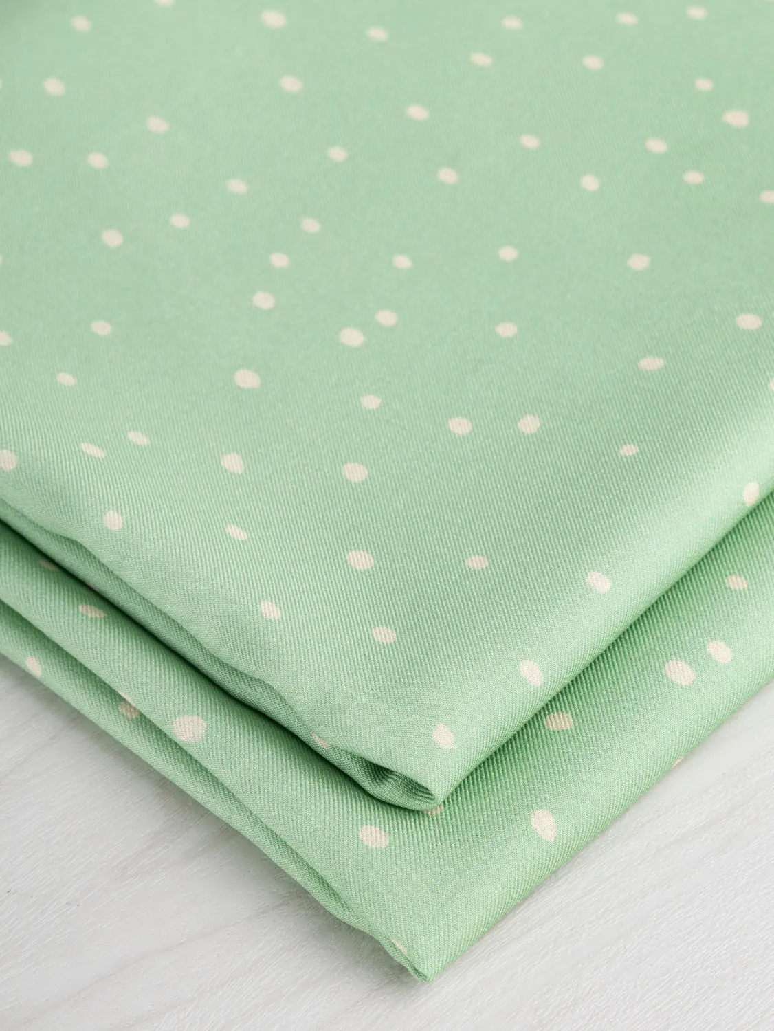 Small Polkadot Viscose Twill - Mint   Cream