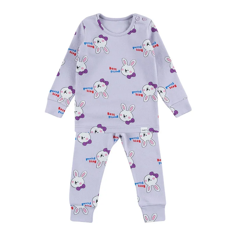 Spandex Brushed Fabric pajamas set-Friend Rabbit