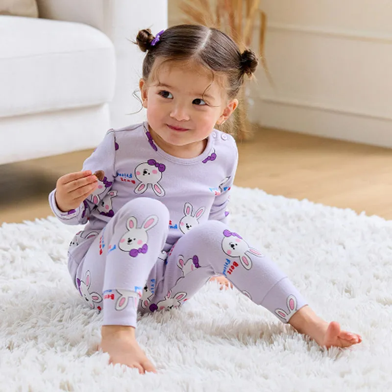 Spandex Brushed Fabric pajamas set-Friend Rabbit