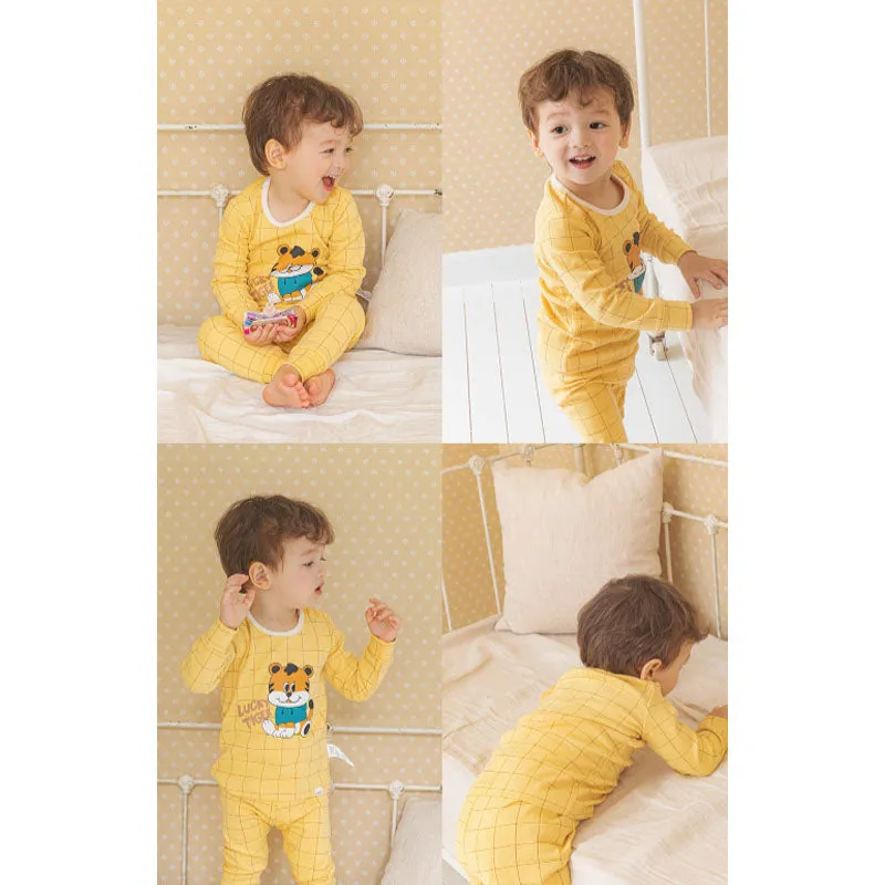 Spandex Brushed Fabric Pajamas Set-Lucky Tiger