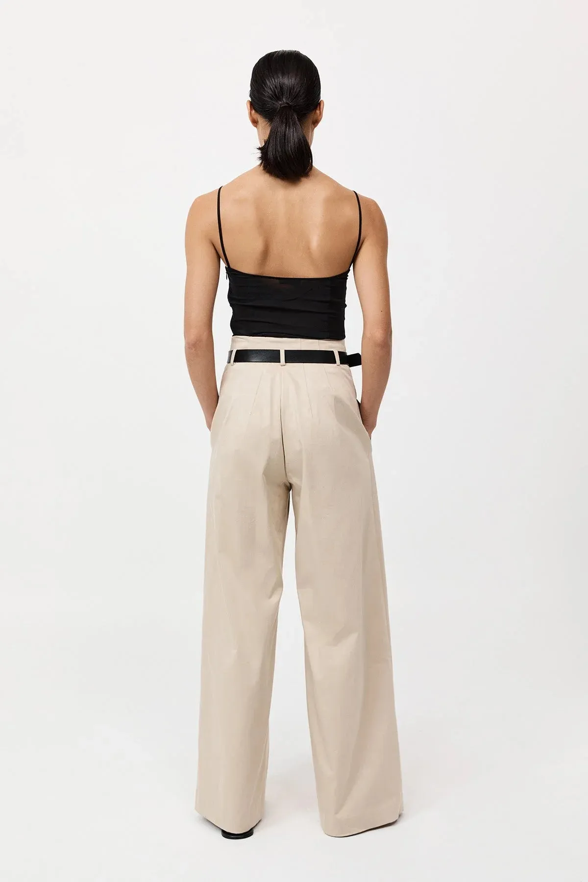 St. Agni Champagne Cotton Paperbag Waist Trousers