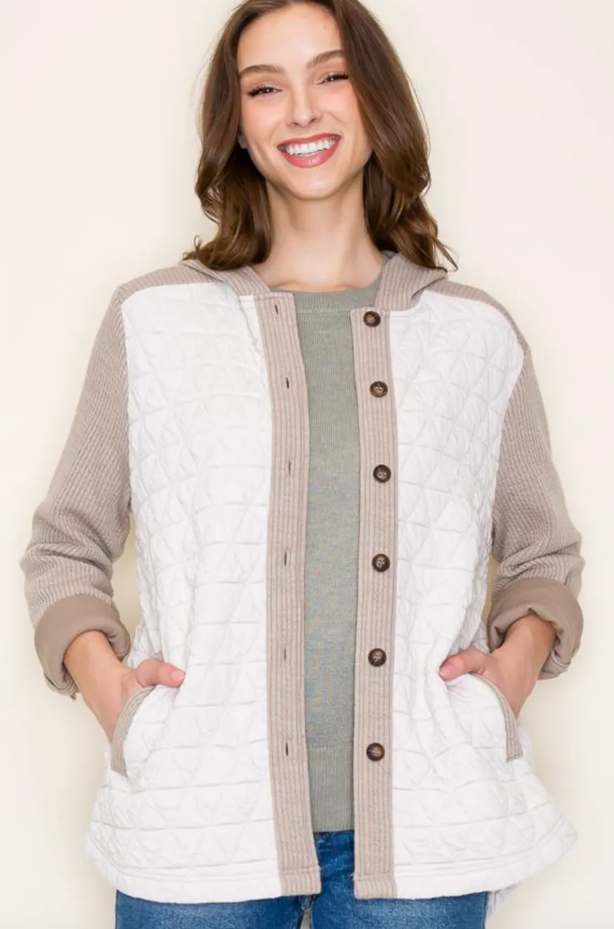 STC Quilted Contrast Shacket