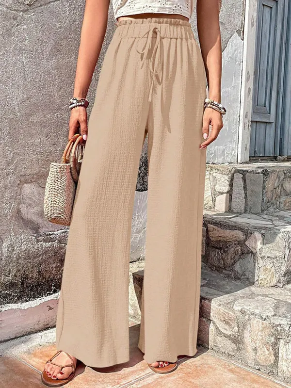 Textured High-Waist Palazzo Flared Pants