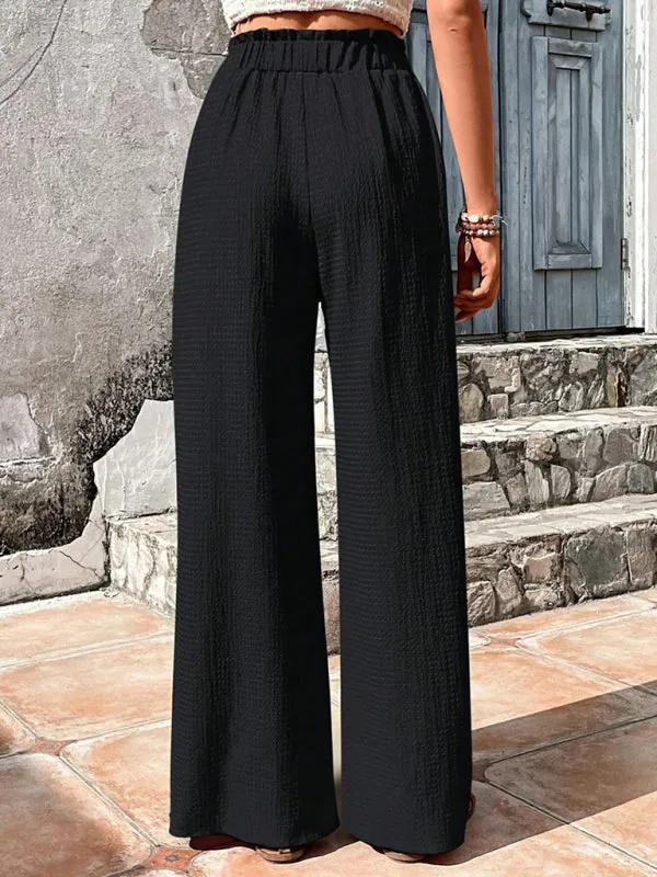 Textured High-Waist Palazzo Flared Pants