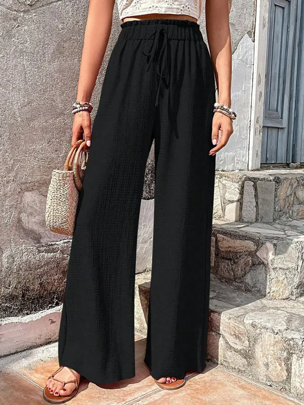 Textured High-Waist Palazzo Flared Pants