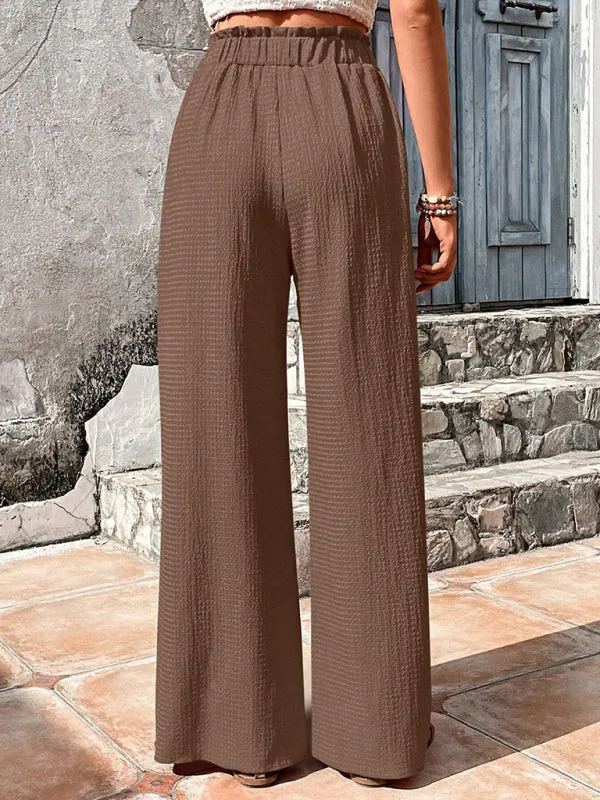 Textured High-Waist Palazzo Flared Pants