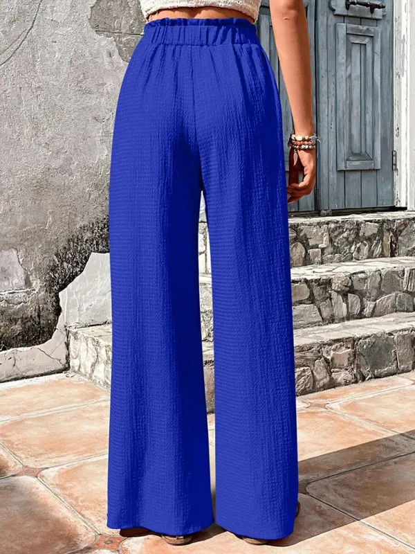 Textured High-Waist Palazzo Flared Pants