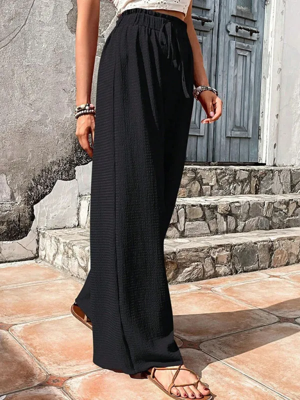 Textured High-Waist Palazzo Flared Pants