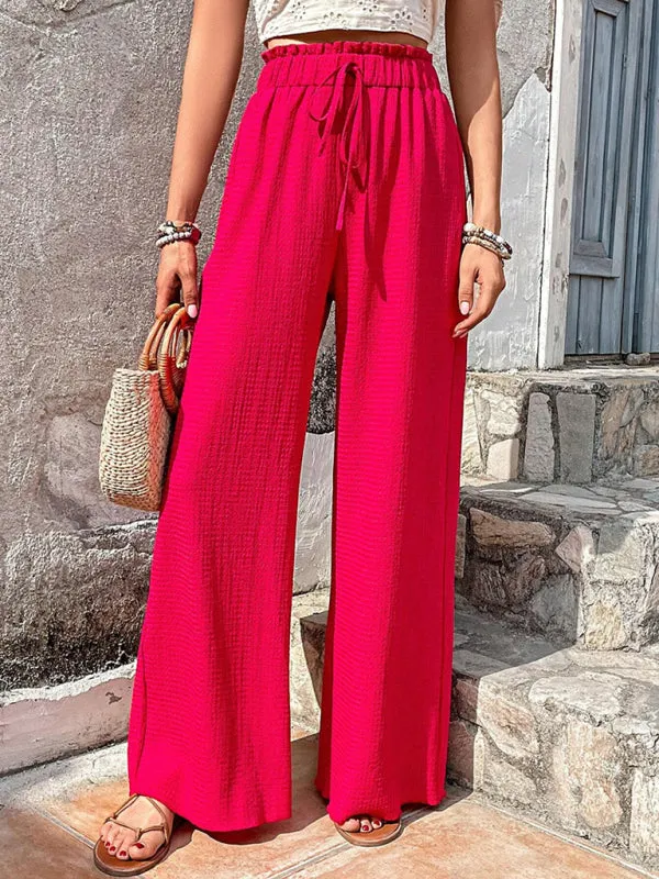 Textured High-Waist Palazzo Flared Pants