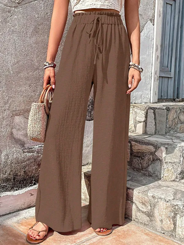 Textured High-Waist Palazzo Flared Pants