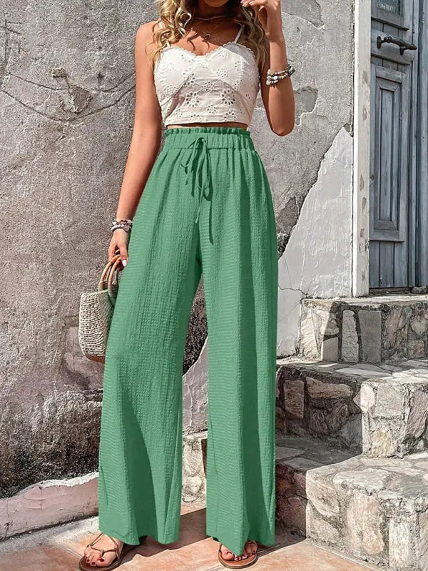 Textured High-Waist Palazzo Flared Pants