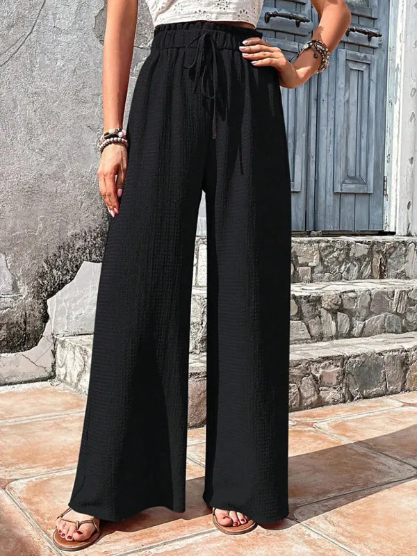 Textured High-Waist Palazzo Flared Pants