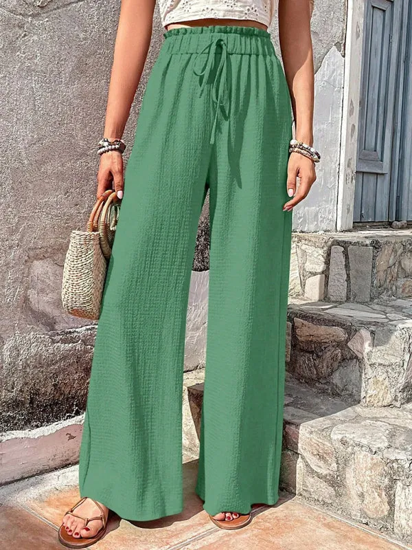 Textured High-Waist Palazzo Flared Pants