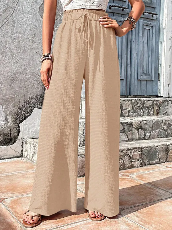 Textured High-Waist Palazzo Flared Pants