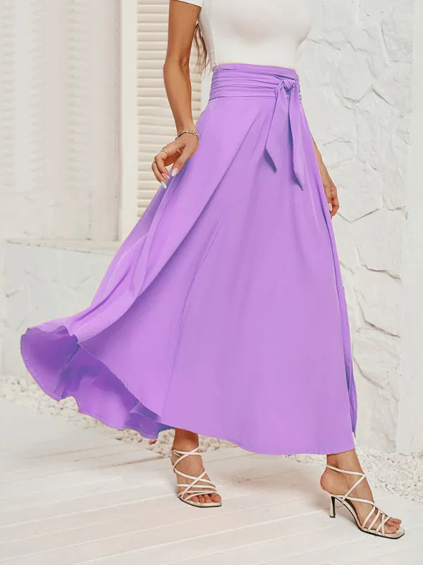 Tie-Waist Flowy Maxi Skirt with Handy Pockets