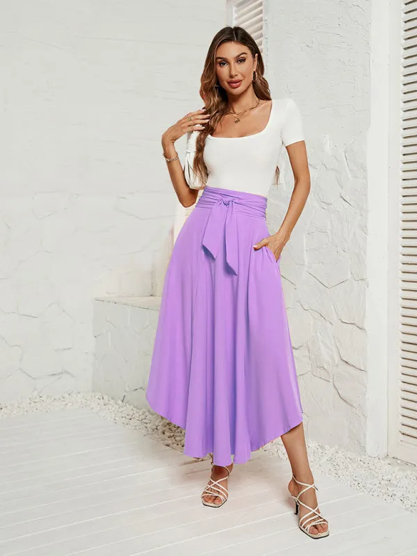 Tie-Waist Flowy Maxi Skirt with Handy Pockets