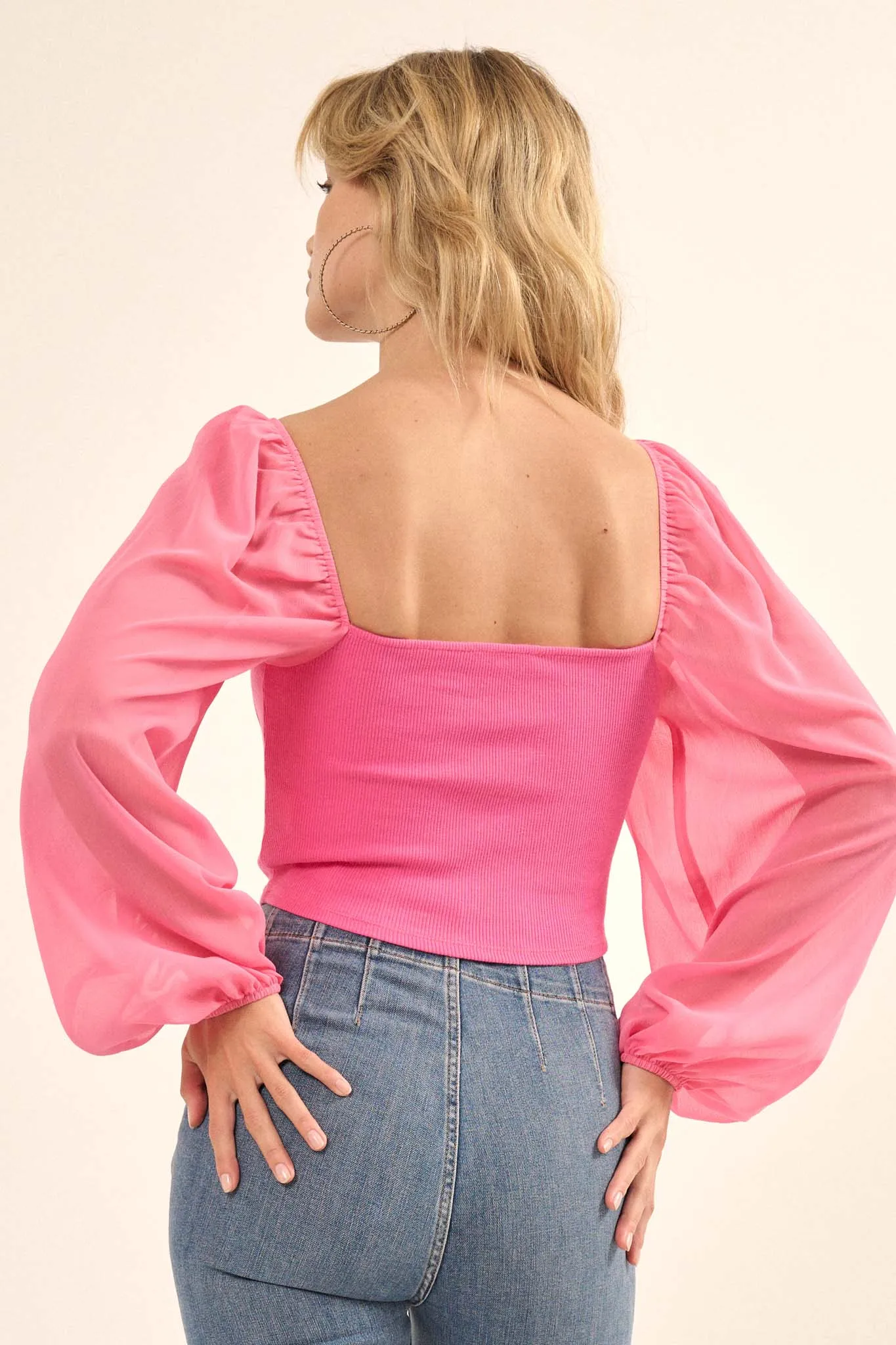 Timeless Love Long-Sleeve Cropped Corset Top