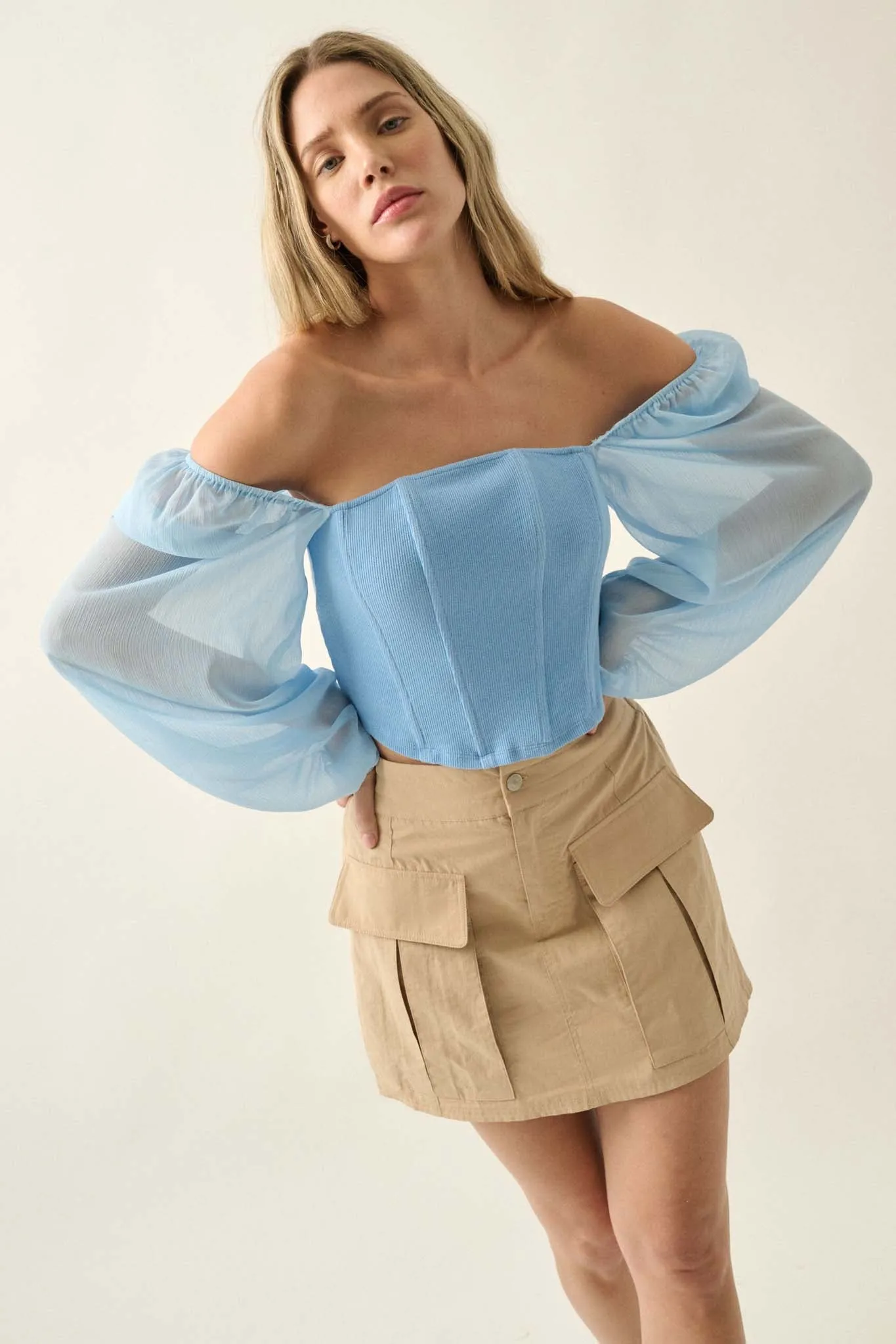 Timeless Love Long-Sleeve Cropped Corset Top