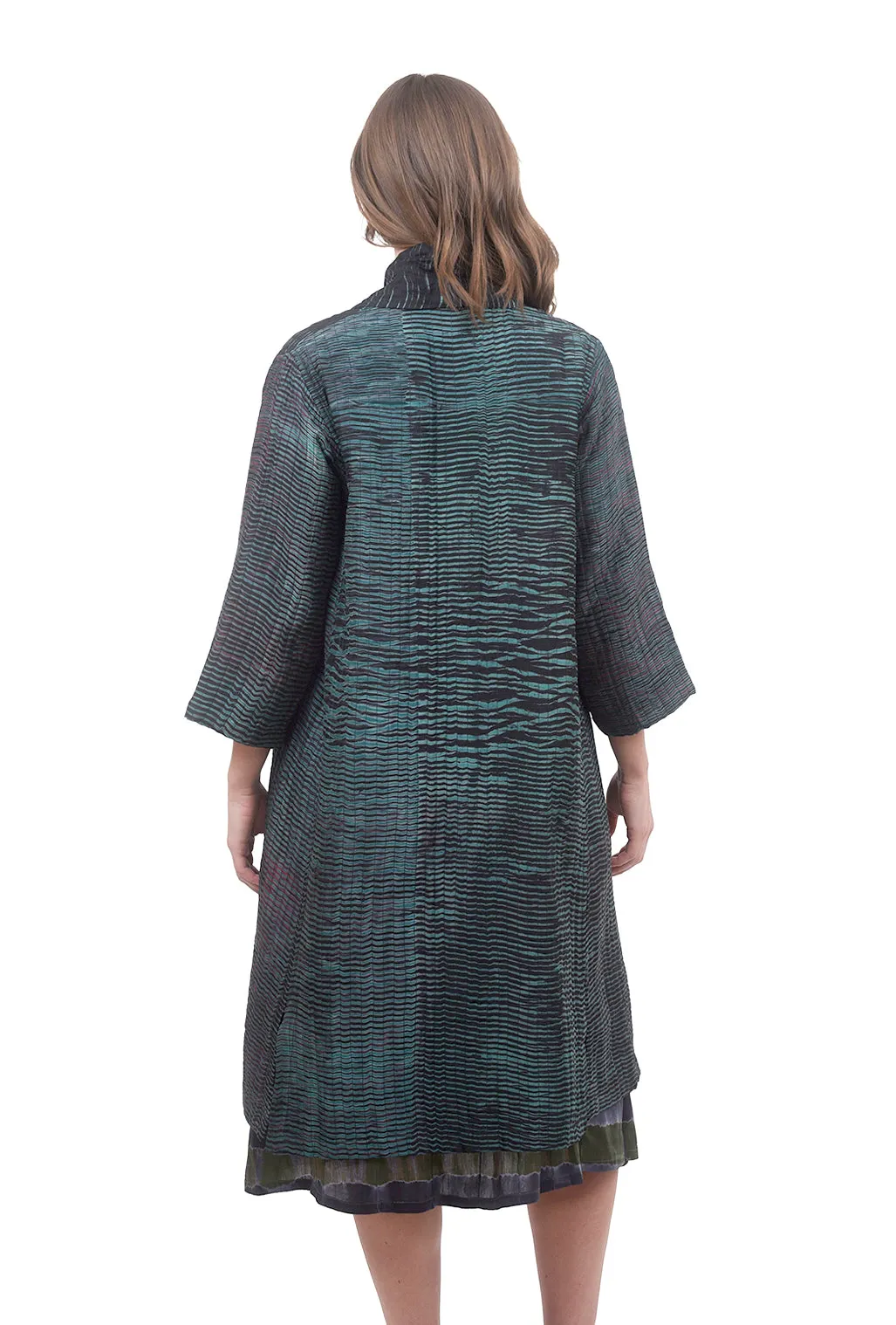 Weighted Stripes Shibori Jacket, Teal