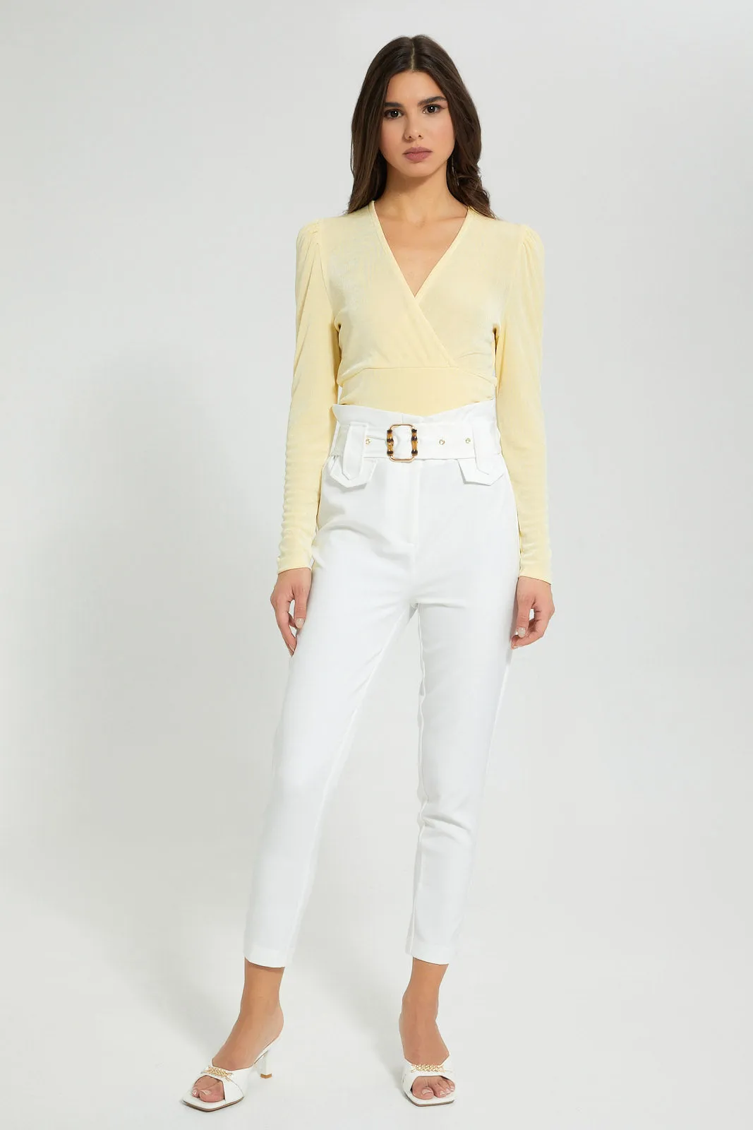 White Paperbag Waist Trouser