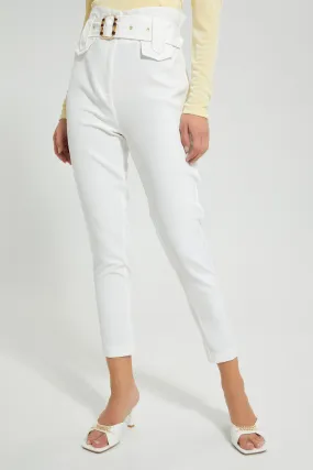 White Paperbag Waist Trouser