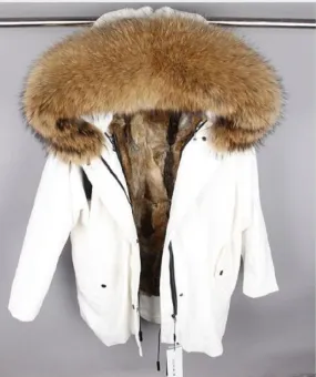 Women's Winter Casual Thick Loose Parka With Rabbit Fur