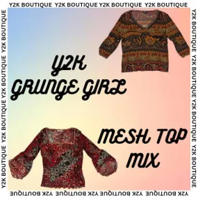 Y2K GRUNGE GIRL MESH TOP MIX - 5 PIECE